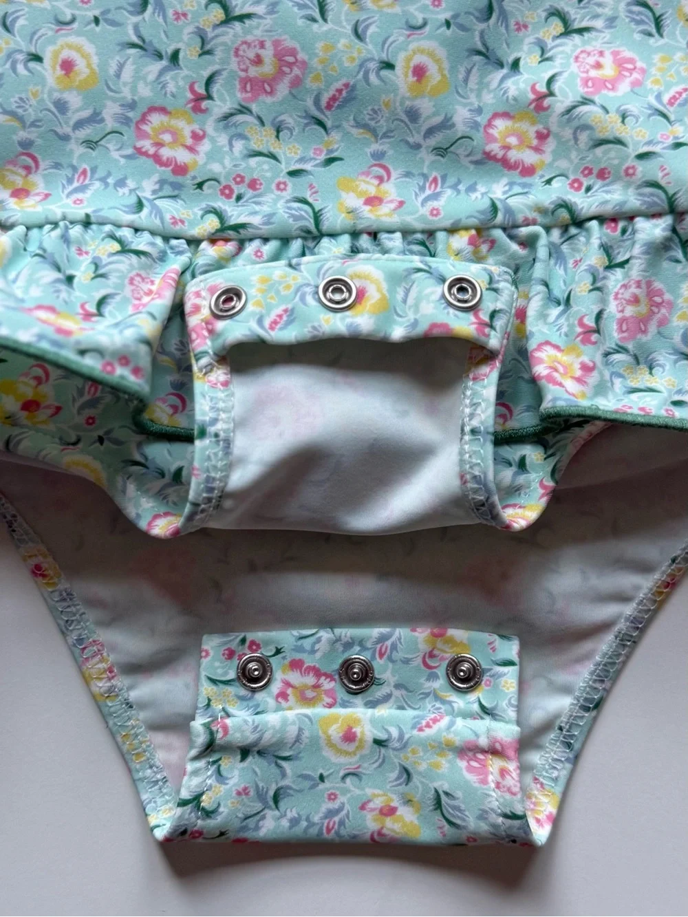 Ralph Lauren Baby Girl Floral Ruffled One-Piece Rashguard Swimsuit - Size 18-24M